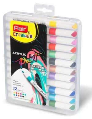 Flair Creative ACRYLIC Paint Marker (Set of 12, Multicolor) RS250 (RACK G2C4)