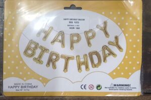 FOIL BALLOON GOLDEN HAPPY BIRTHDAY MRP RS 125 (RACK A4)