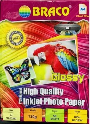 BRACO PHOTO PAPER 180 GSM 50 SHEETS (RACKG2 H3)