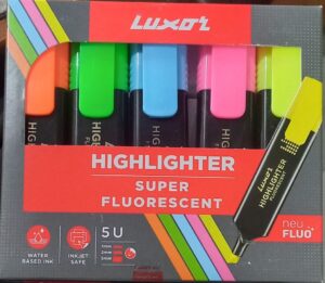 LUXOR HIGHLIGHTER MIX PKT (5 PCS)MRP RS 125 (RACK G2J2)