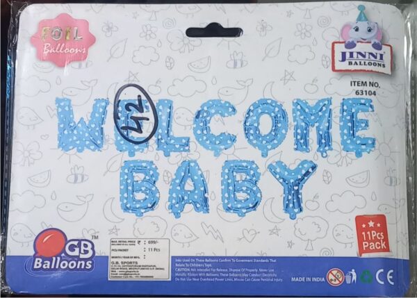 __WELCOME BABY FOIL BALLOONS SET BLUE MRP 180 (RACK A4)