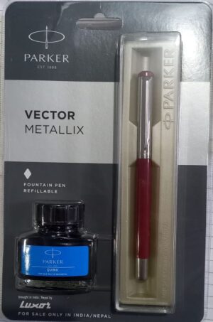 PARKER VECTOR METALLIX FOUNTAIN PEN MRP RS 550 (PLASTIC BOX S3)