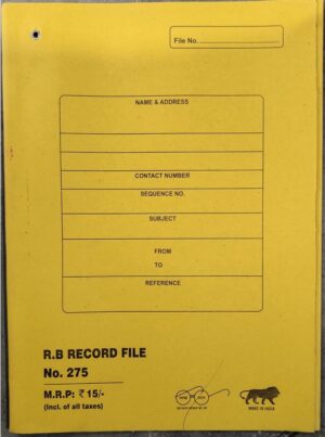 R.B. RECORD FILE NO. 275 MRP RS 15 (SR20 )
