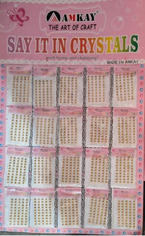 _GOLDEN CRYSTAL BINDI PKT IN PATTA MRP RS 10 + 15(RACK D2)