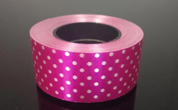 _ DOTTED PLASTIC CURLING PINK RIBBON 1 INCH MRP 30 RACK A4
