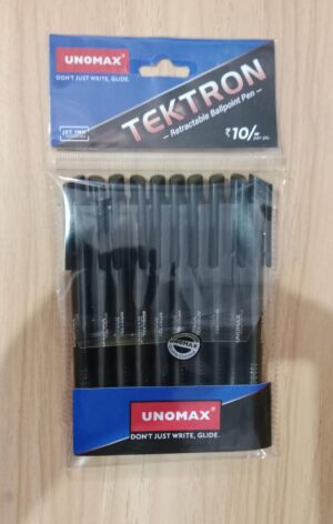 UNOMAX TEKTRON BLACK RETRACTABLE BALLPOINT MRP 10 RACK G2G2