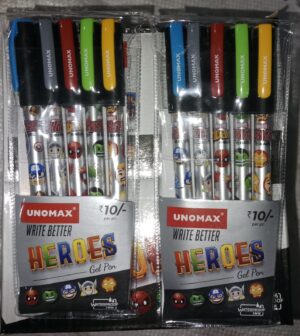 UNOMAX HEROES GEL PEN BLUE MRP 10 ( 5PCS PKT) RACK G2F3