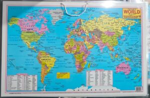 LAMINATED MAP WORLD ENGLISH MEDIUM 12 X 18 MRP RS 60 G2K4