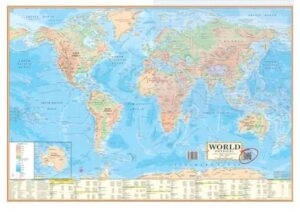 WORLD PHYSICAL MAP ENGLISH 30 X 40 LAMINATED MRP RS 150