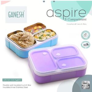 GANESH ASPIRE 3 COMPARTMENT LUNCH BOX MRP RS 1109