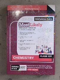 Front cover of a Class XII Chemistry guide titled 'Most Likely' with maroon-purple design.