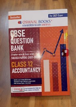 Oswal Books QBSE Question Bank Class 12 Accounting cover, bestseller, for 2017 exam, orange design with bar-graph chart.