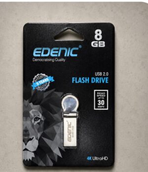 EDENIC 8GB USB 2.0 flash drive in black packaging with a geometric lion design on the left and ‘4K UltraHD’ label at the bottom right.