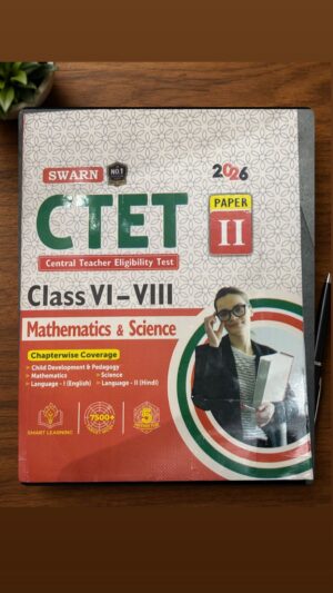 Cover of a GTET book for Class VI–VIII Mathematics & Science featuring a student with glasses and a notebook on a red, green, and white design.