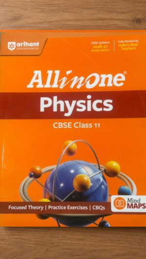 Orange All-in-One Physics CBSE Class 11 book cover with atomic model illustration.