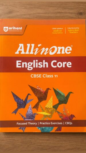 Orange All-in-One English Core textbook cover for CBSE Class 11 by Arihant, featuring colorful origami birds artwork.