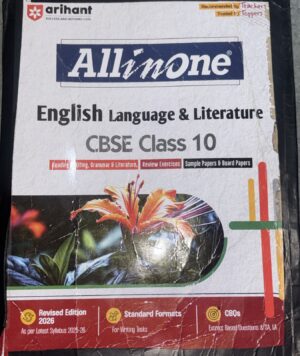 Textbook cover: All-in-One English Language & Literature CBSE Class 10 by Arihant, with a flower image on the lower area.