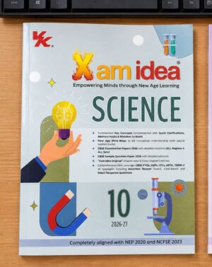 Cover of Xamidea Science 10 (2026–27) textbook with a lightbulb in a hand, magnet, and a microscope illustration; title in bold letters.