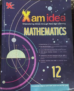 Cover of a mathematics workbook titled 'Xamidea Mathematics' with a dark blue background, colorful 'X' logo, and the subtitle 'Empowering Minds through New Age Learning' in white.