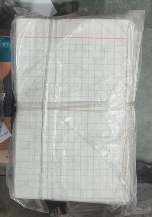 Pack of grid-lined white graph paper sheets wrapped in clear plastic