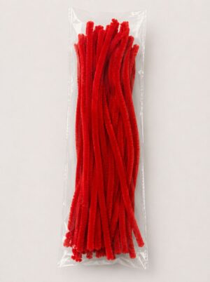 Red licorice sticks packed in a clear plastic bag, vending-style candy presentation