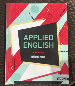 Front cover of the book 'Applied English' by Abhishek Arora, featuring a bold black title block on a bright geometric background.
