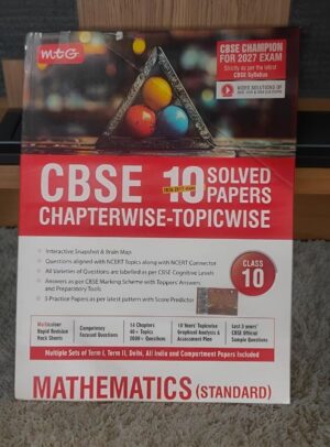 Textbook cover for CBSE Class 10 Mathematics (Standard) chapterwise-topicwise solved papers, with a red-and-white design and a triangular rack of colored billiard balls.