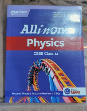 Front cover of a CBSE Class 12 physics textbook titled 'All in One Physics' with a roller-coaster image on a blue background.