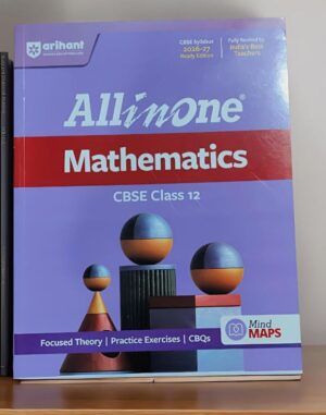 Mathematics textbook cover: All in One for CBSE Class 12 with purple and red design and geometric shapes graphics.