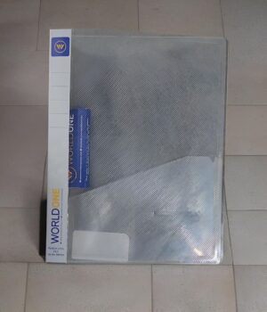 Rectangular metal panel wrapped in protective film, branded with WORLD ONE along the left edge on a tiled floor.