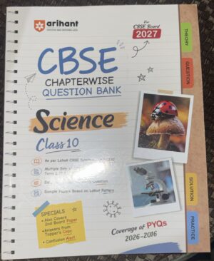 Cover image of a CBSE Class 10 Science chapterwise question bank by Arihant, with large 'SCIENCE' text and decorative photos attached to the page.