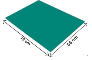 Teal parallelogram tilted like a diamond, with bottom-left side labeled 72 cm and bottom-right side labeled 56 cm.