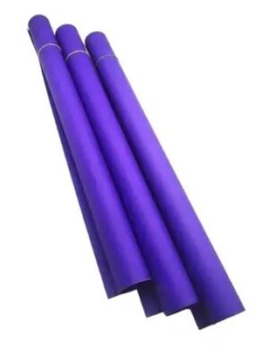 Three purple rolled-up exercise mats arranged diagonally on a white background.