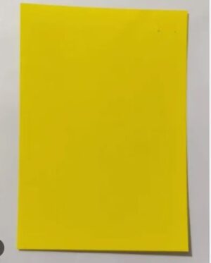 Bright yellow rectangular card/poster on a white surface with no text or visible markings.