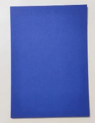 Solid blue notebook with a plain cover on a white background, photographed from above.