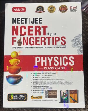 Book cover: MTG NEET/JEE NCERT at your fingertips Physics for Class XI & XII, white cover with a red 'PHYSICS' band and badge icons at top