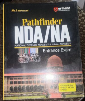 Cover of an NDA/NA Entrance Exam prep book with title 'Pathfinder NDA/NA' and images of medals and a domed building.