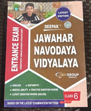 Cover of a Class 6 exam preparation book for Jawahar Navodaya Vidodaya Vidyalaya, titled 'Deepak' with 'Latest Edition' badge and subject sections like English, Arithmetic, Mental Ability, Practice Question Papers.