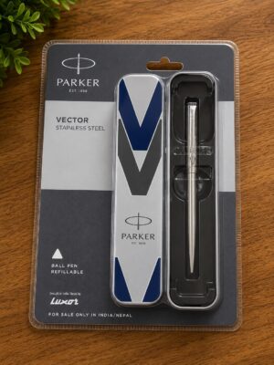 PARKER VECTOR STAINLESS STEEL SILVER TRIM BALL PEN MRP RS 630 (CRATE)