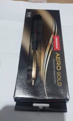UNOMAX AERO GOLD RETRACTIBLE BALLPOINT PEN RED MRP 50 RACK G2F1