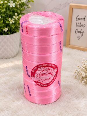 _SMALL PINK RIBBON 10M HALF INCH (1 PCS) MRP RS 25 (RIBBON BOX)