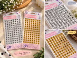_SILVER & GOLDEN SQURE CRYSTAL STONE STICKER MRP RS 60 (DOMS STAND)